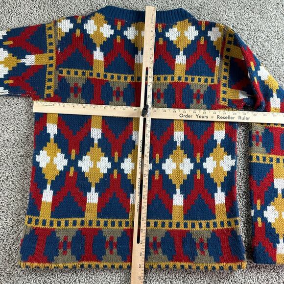 VTG 60s Jantzen Wool Mohair Sweater Mens Unisex M Multicolor Western Abstract - Picture 7 of 15
